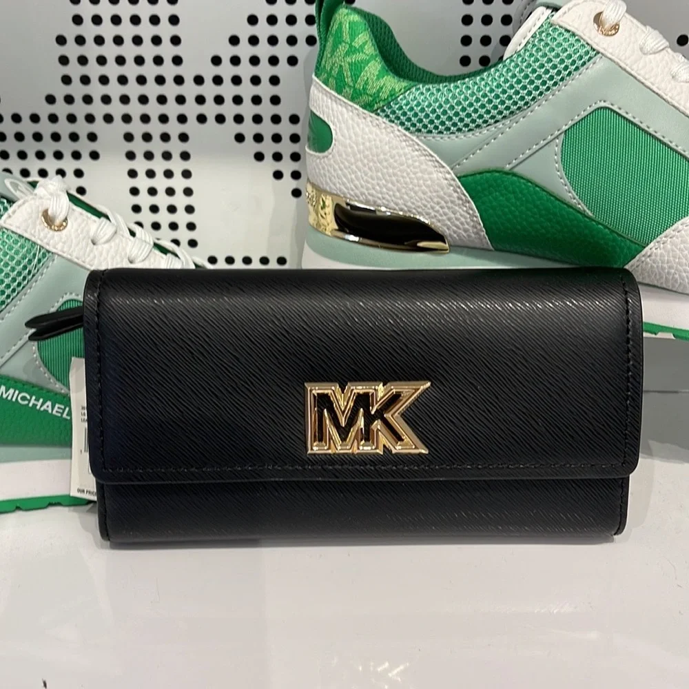 Michael Kors Mimi Large Saffiano Leather Bi-Fold Continental Wallet Black NWT